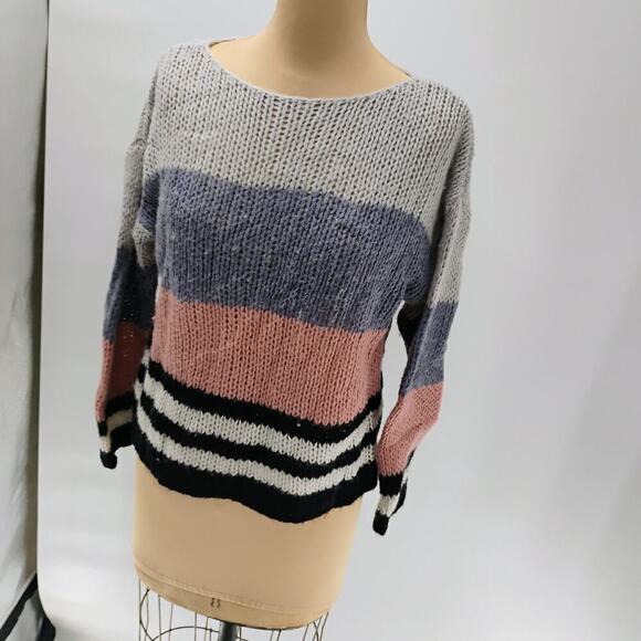Lucky Brand Sweater Bold Stripe Pullover Multicolor Sz S wool blend - Picture 3 of 13